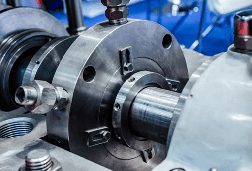 Fragment of the sealing system of the industrial pump. Mechanical seal of industrial pump